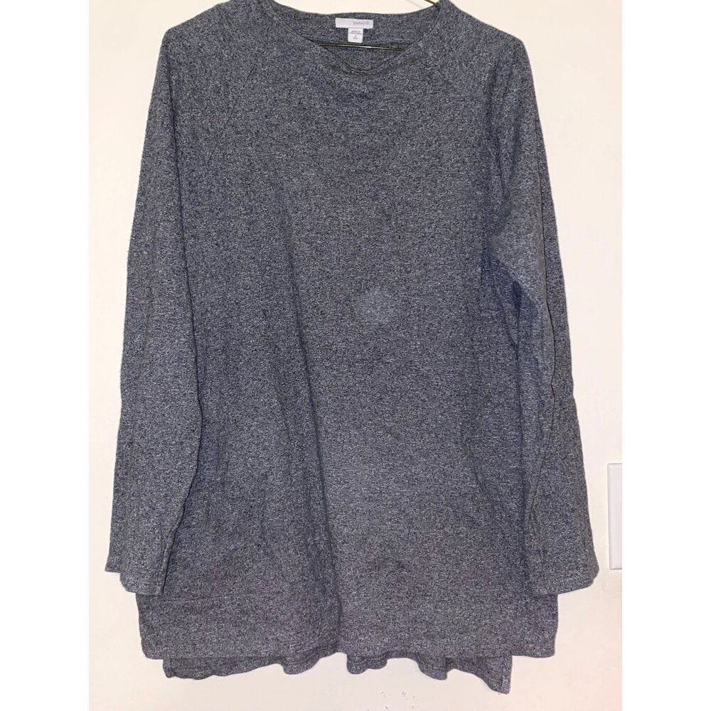 Women's J. Jill PureJill Gray Round Neck Pullover 100% Cotton Sweater Small Tall